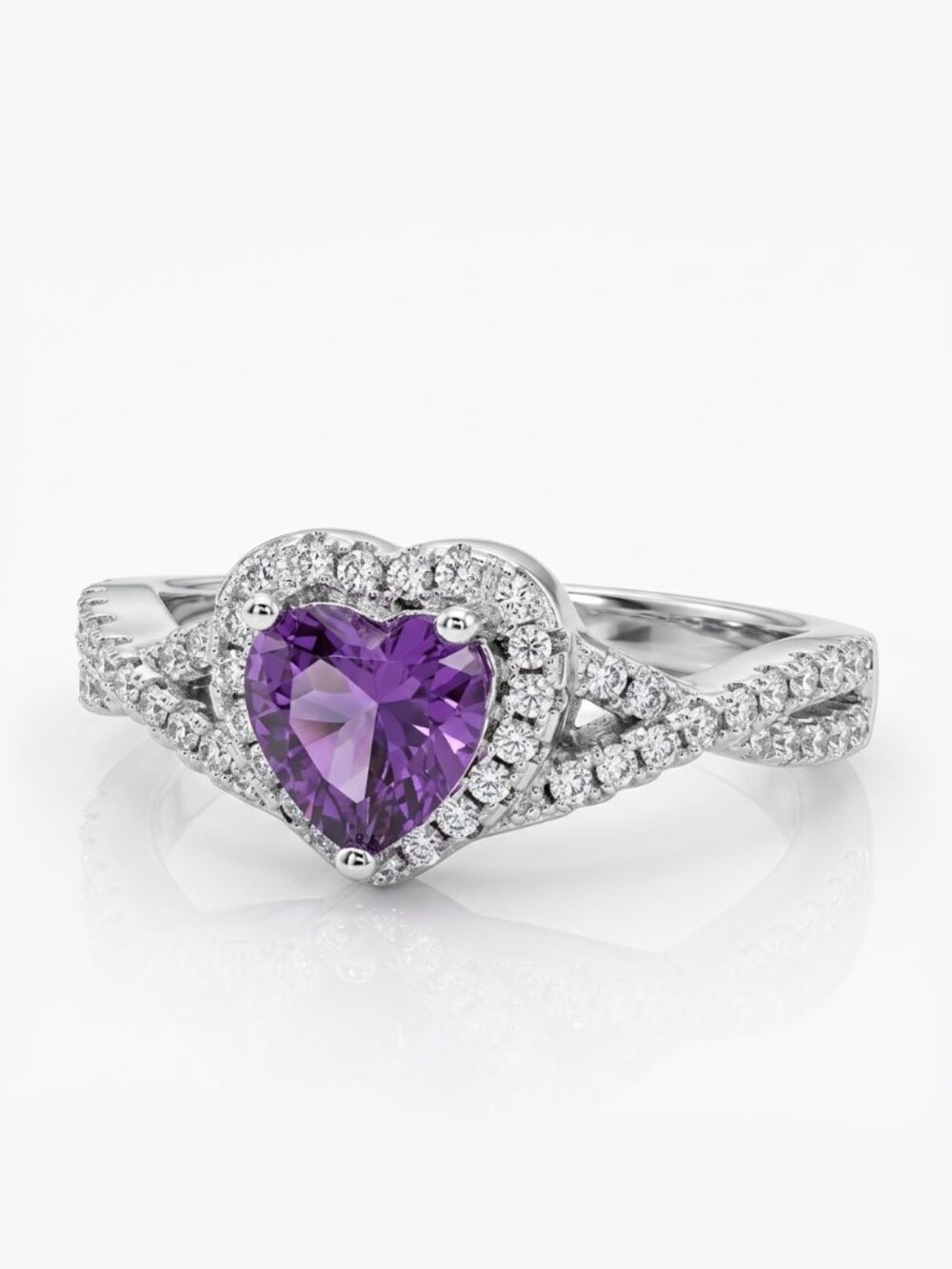 Amethyst Heart ring, size, 925 Sterling Silver Charmed Aroma Valentines